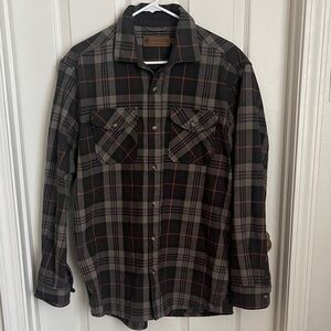 Levitate Green and Orange Plaid Shirt Size L
